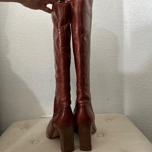 Zara genuine leather cognac tall Boots - Picture 3 of 12